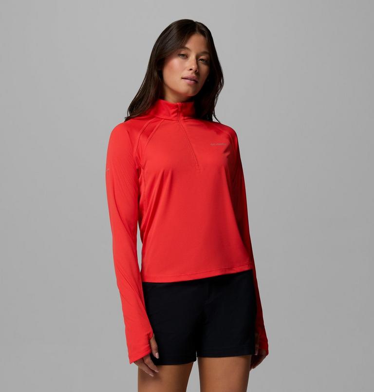 Haut Technique Semi-zipp&eacute; Stealth Spring Femme, Color: Poppy Red, image 1