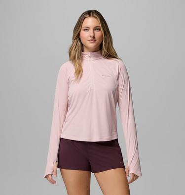 Haut Technique Semi-zipp&eacute; Stealth Spring Femme, Color: Mineral Pink, image 1