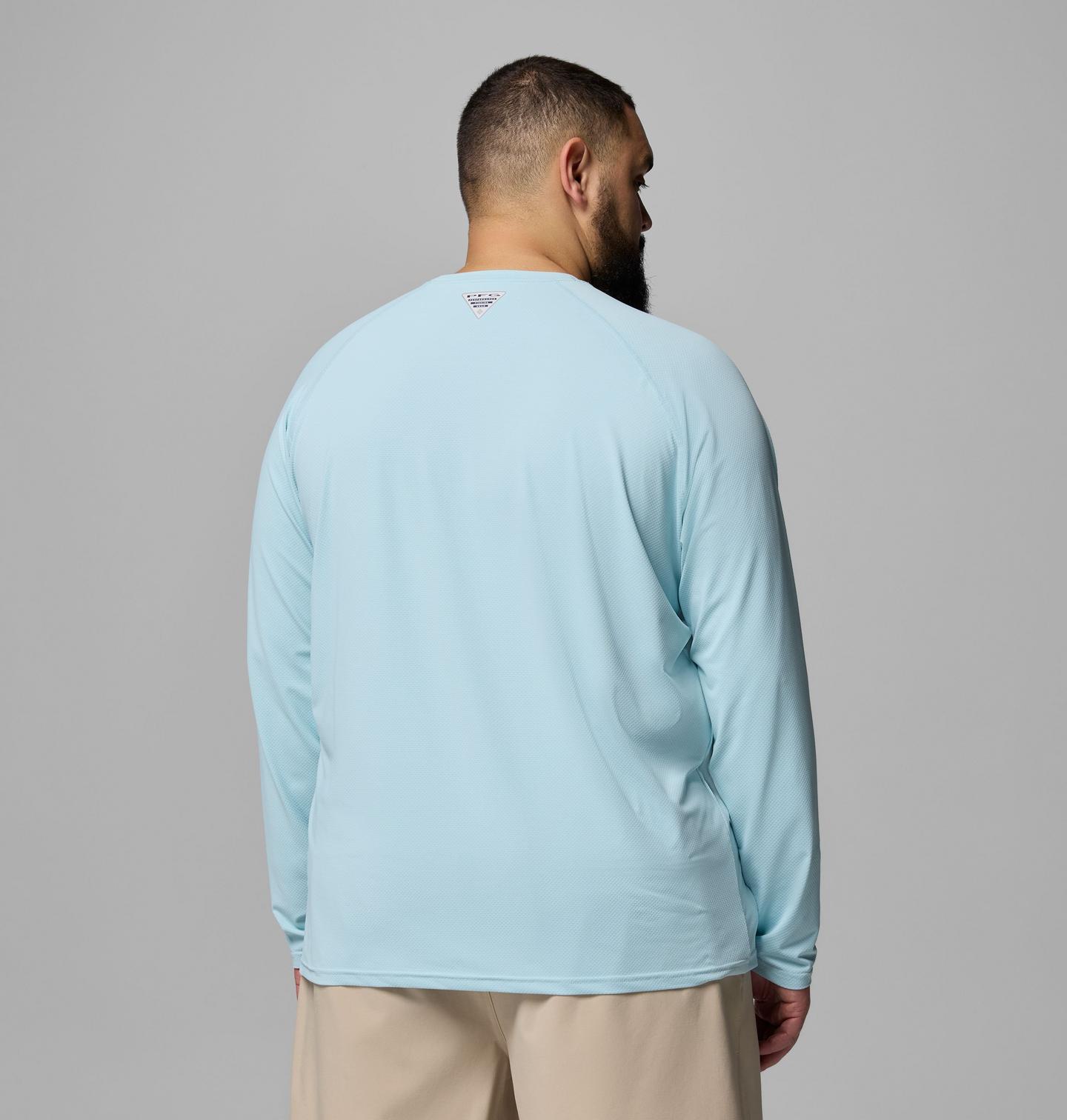 Мужская рубашка Columbia PFG Solar Stream II Long Sleeve Shirt - Big, цвет: Морской светлый — фото 3