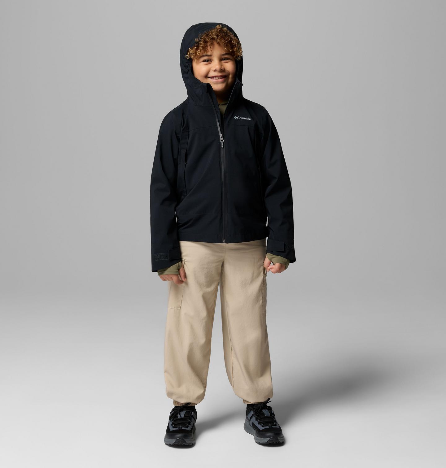 Детская куртка Columbia Boulder Falls Rain Jacket, цвет: Чёрный — фото 4