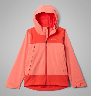 Youth Boulder Falls Waterproof Jacket, Color: Hot Coral, Poppy Red, image 1