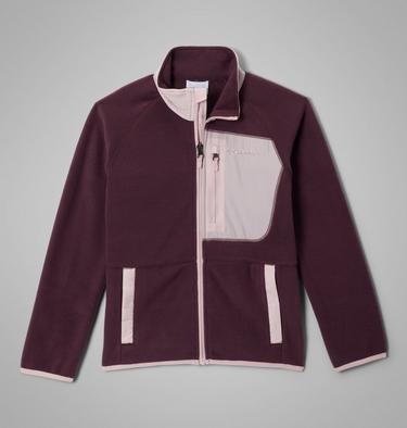 Youth Fast Trek Recycled Fleece Jacket, Color: Moonvista, Mineral Pink, image 3