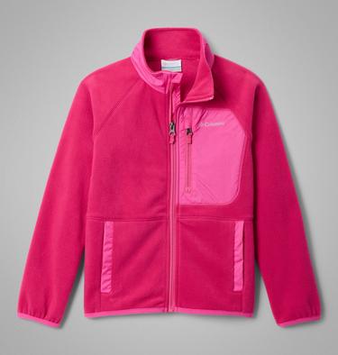 Youth Fast Trek Recycled Fleece Jacket, Color: Guava Pink, Pink Ice, image 9