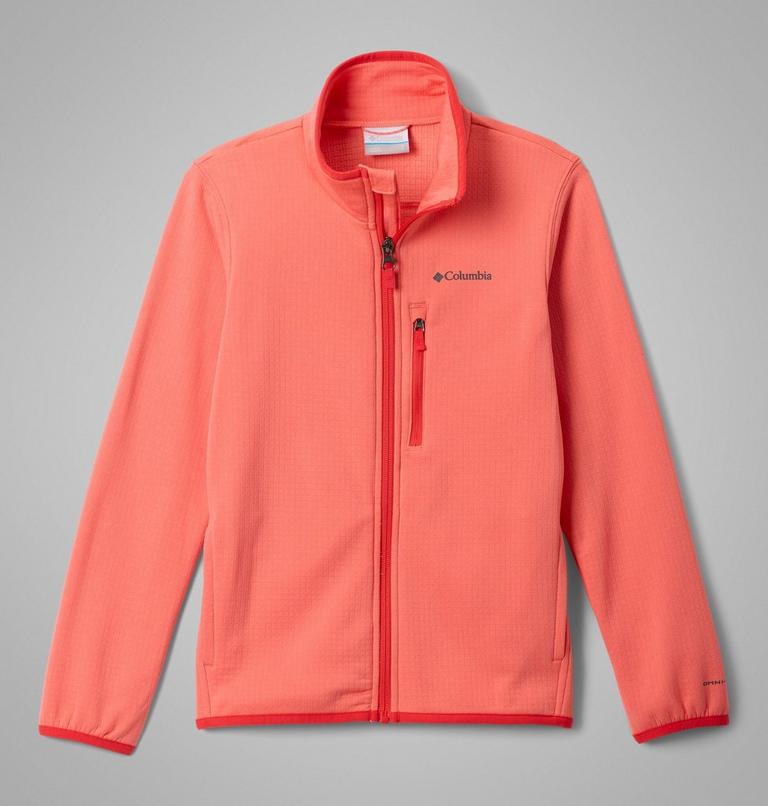 Youth Essential Hike Grid Fleece Jacket, Color: Hot Coral, image 1
