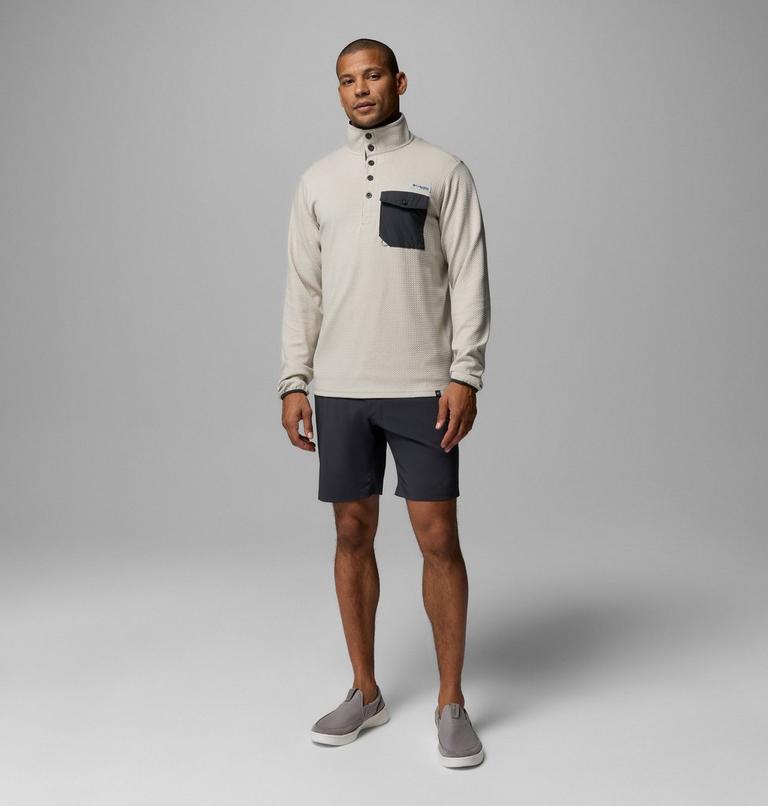 Men's PFG Uncharted Half Snap Long Sleeve T-shirt, Color: Dark Stone, image 2