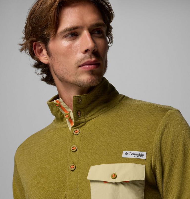 Men's PFG Uncharted Half Snap Long Sleeve T-shirt, Color: Grove Green, image 5