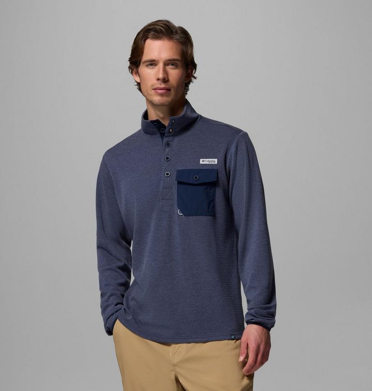Men's PFG Uncharted Half Snap Long Sleeve T-shirt, Color: Nocturnal, image 1
