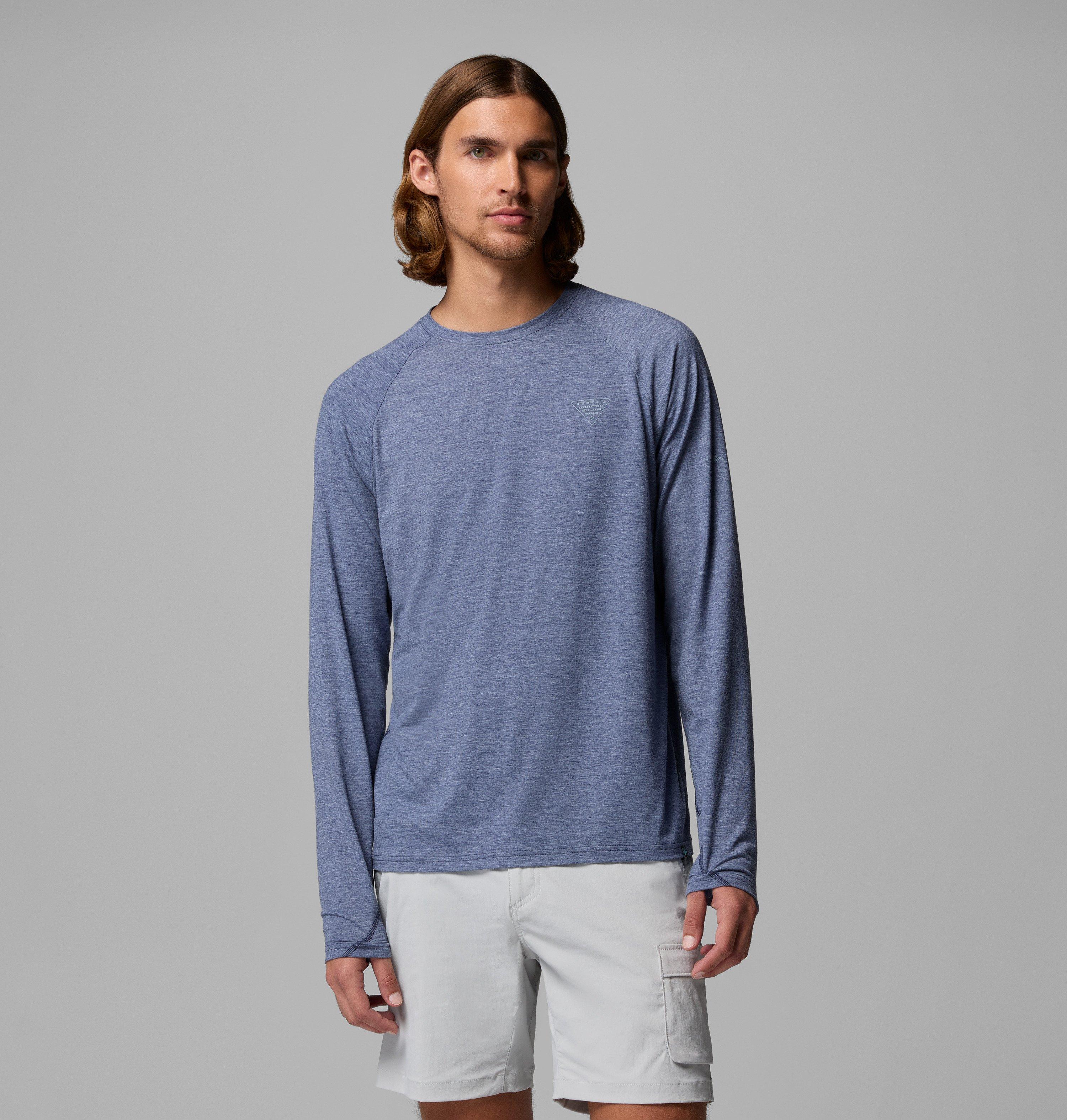 Columbia Sportswear Men's Blue Columbia - Pfg Uncharted™ Ii Long Sleeve Technical T-Shirt - Nocturnal Medium