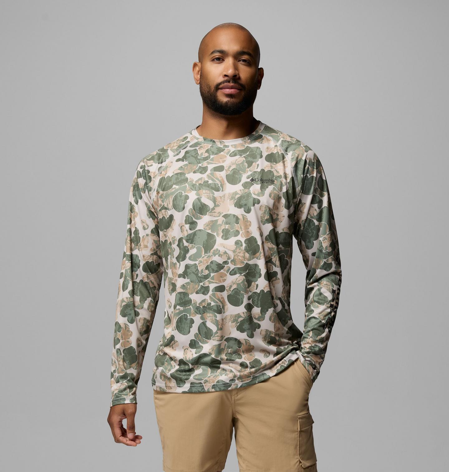 Мужская рубашка Columbia Super Terminal Tackle PFG Frigate Frenz Long Sleeve, цвет: Серо-бежевый — фото 1