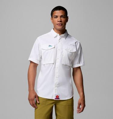 Men's Bonefish Flats Short Sleeve Shirt, Color: White, image 3