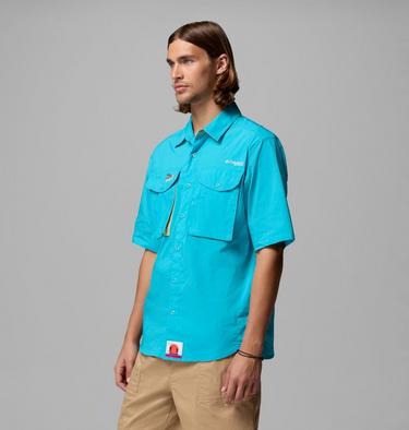 Men's Bonefish Flats Short Sleeve Shirt, Color: Ocean Teal, image 8