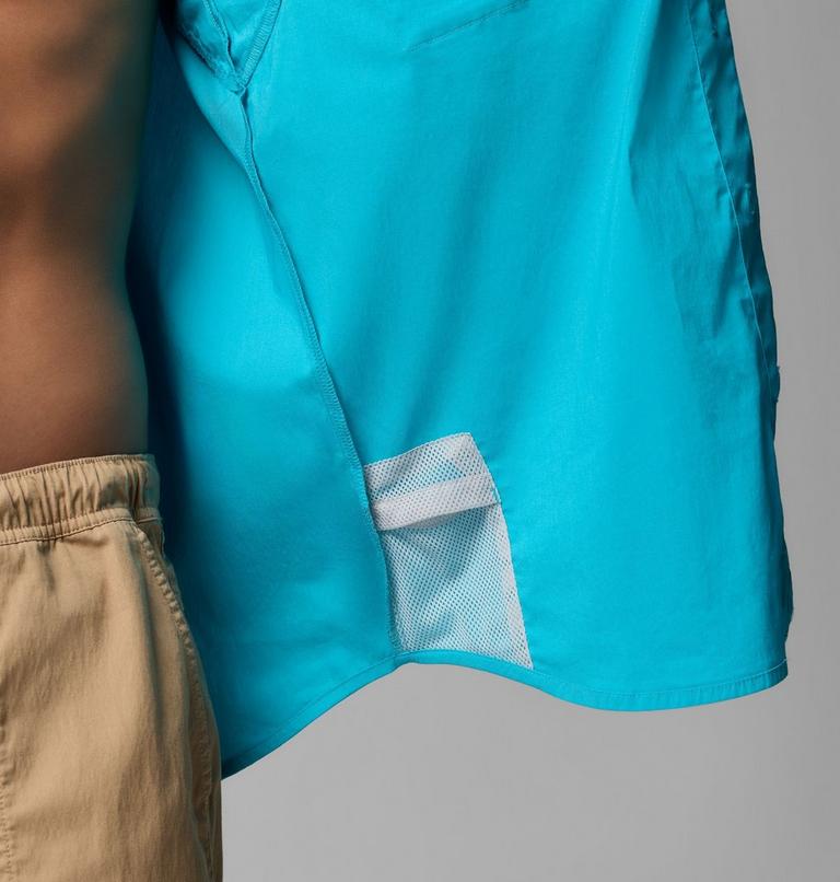 Men's Bonefish Flats Short Sleeve Shirt, Color: Ocean Teal, image 8