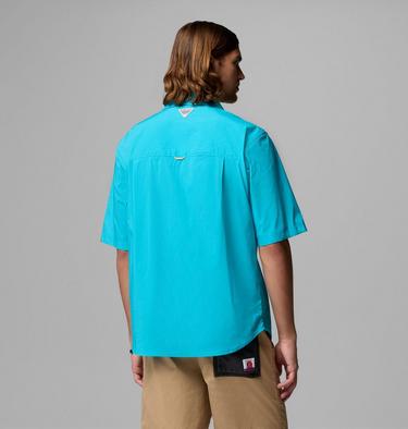 Men's Bonefish Flats Short Sleeve Shirt, Color: Ocean Teal, image 7