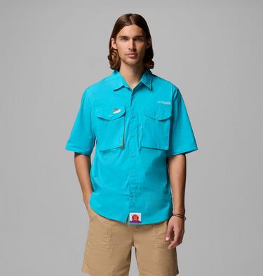 Men's Bonefish Flats Short Sleeve Shirt, Color: Ocean Teal, image 5