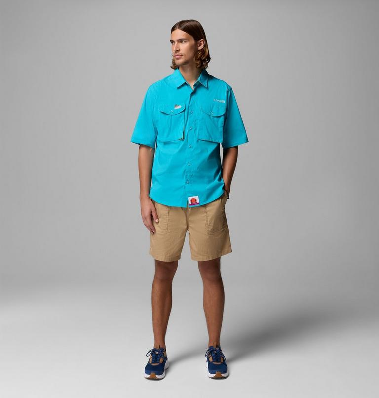 Men's Bonefish Flats Short Sleeve Shirt, Color: Ocean Teal, image 2