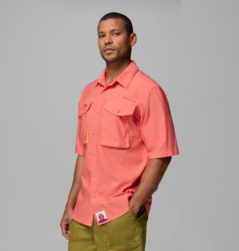 Men's Bonefish Flats Short Sleeve Shirt, Color: Melonade, image 4