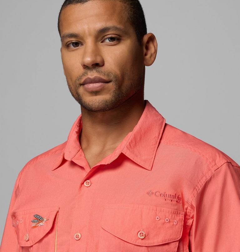 Men's Bonefish Flats Short Sleeve Shirt, Color: Melonade, image 5
