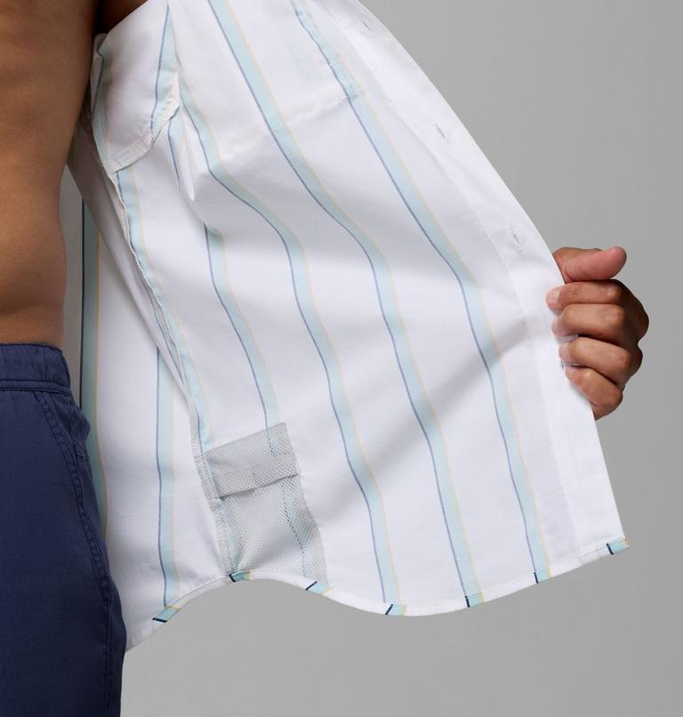 Men's Bonefish Flats Printed Short Sleeve Shirt, Color: White Bonefish Flats Stripe, image 6
