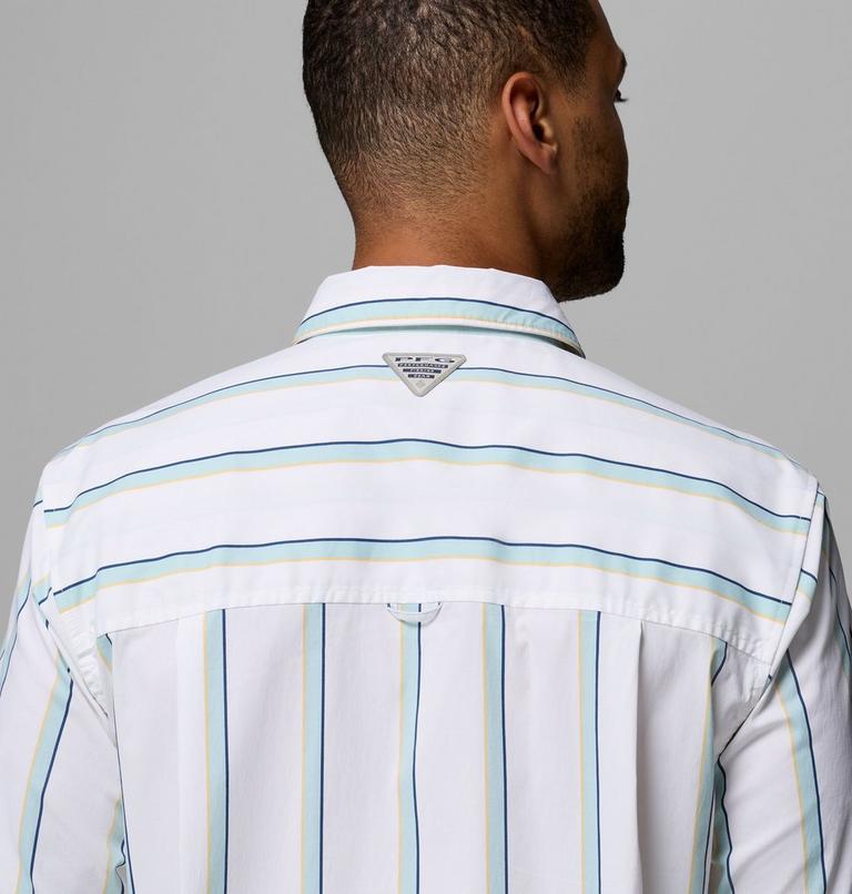 Men's Bonefish Flats Printed Short Sleeve Shirt, Color: White Bonefish Flats Stripe, image 9
