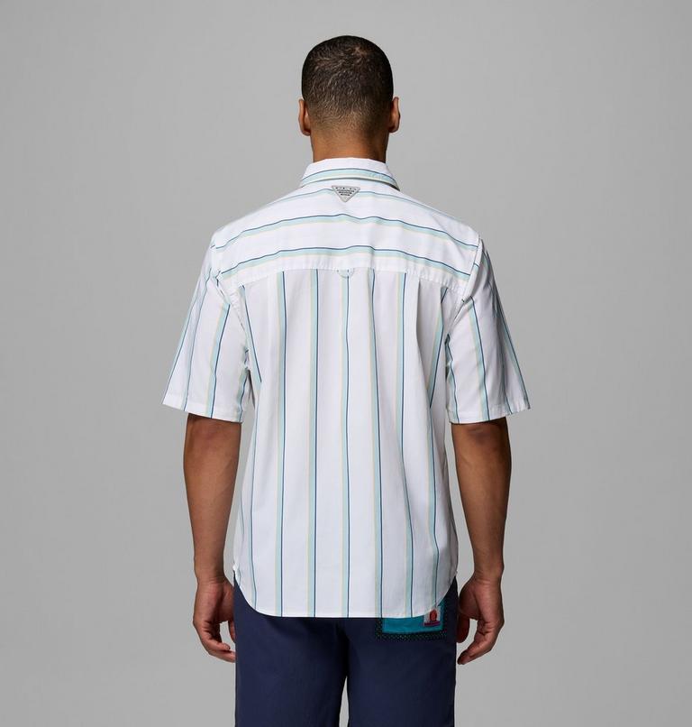 Men's Bonefish Flats Printed Short Sleeve Shirt, Color: White Bonefish Flats Stripe, image 3