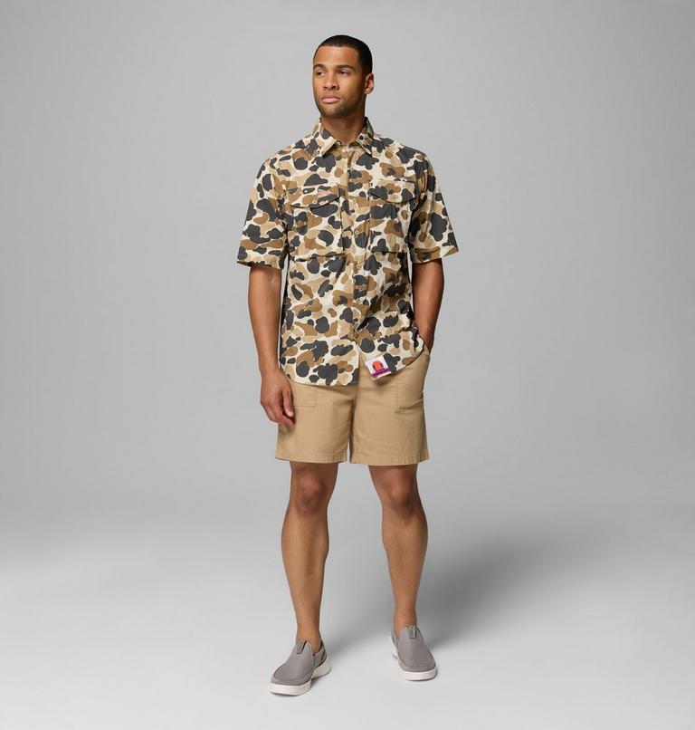 Men's Bonefish Flats Printed Short Sleeve Shirt, Color: Bleached Ceramic Deltahunter, image 2