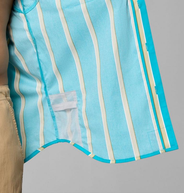 Men's Bonefish Flats Printed Short Sleeve Shirt, Color: Ocean Teal Bonefish Flats Stripe, image 9