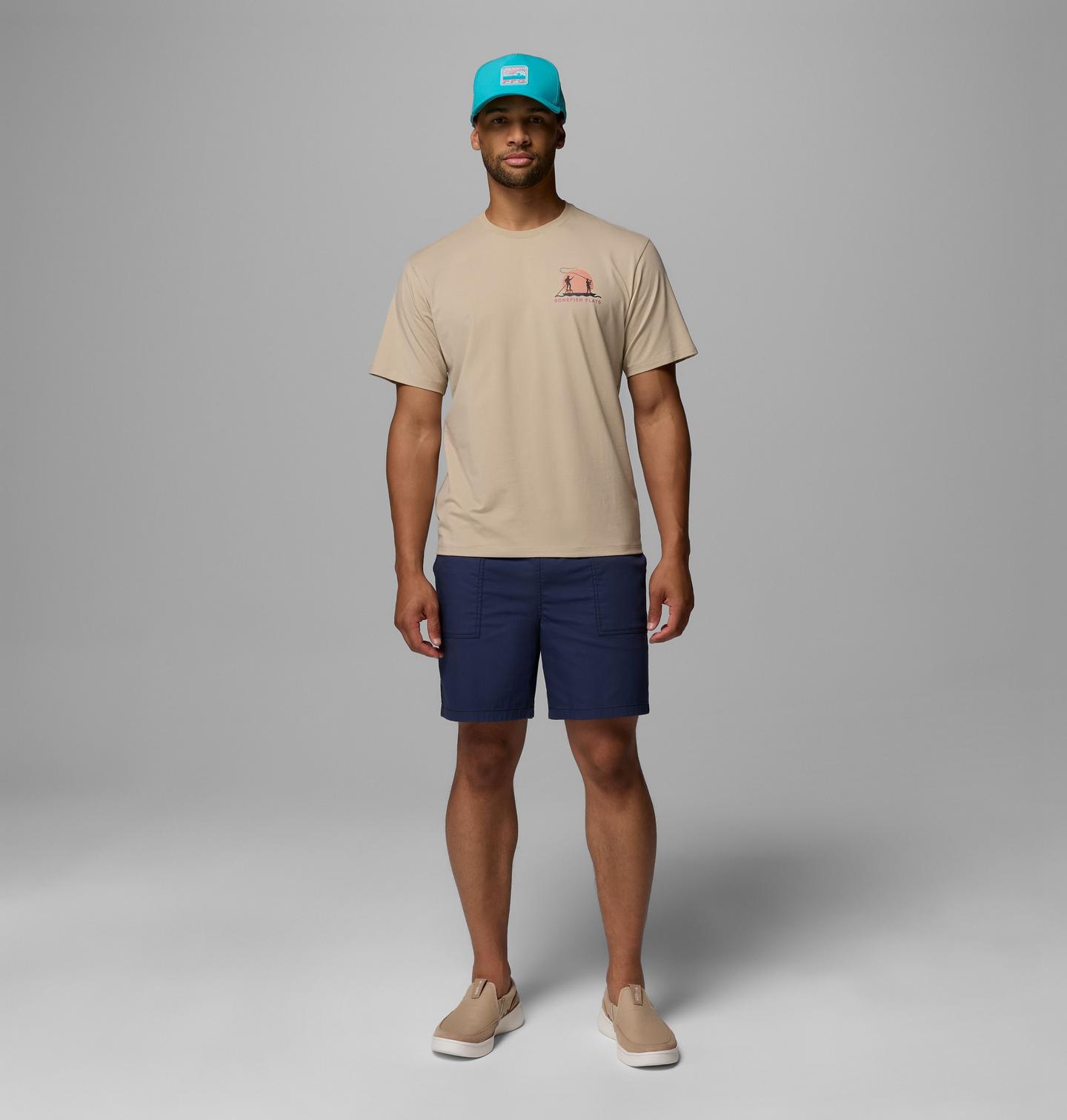 Мужские футболки Columbia PFG Bonefish Flats Short Sleeve, цвет: Серо-бежевый — фото 2