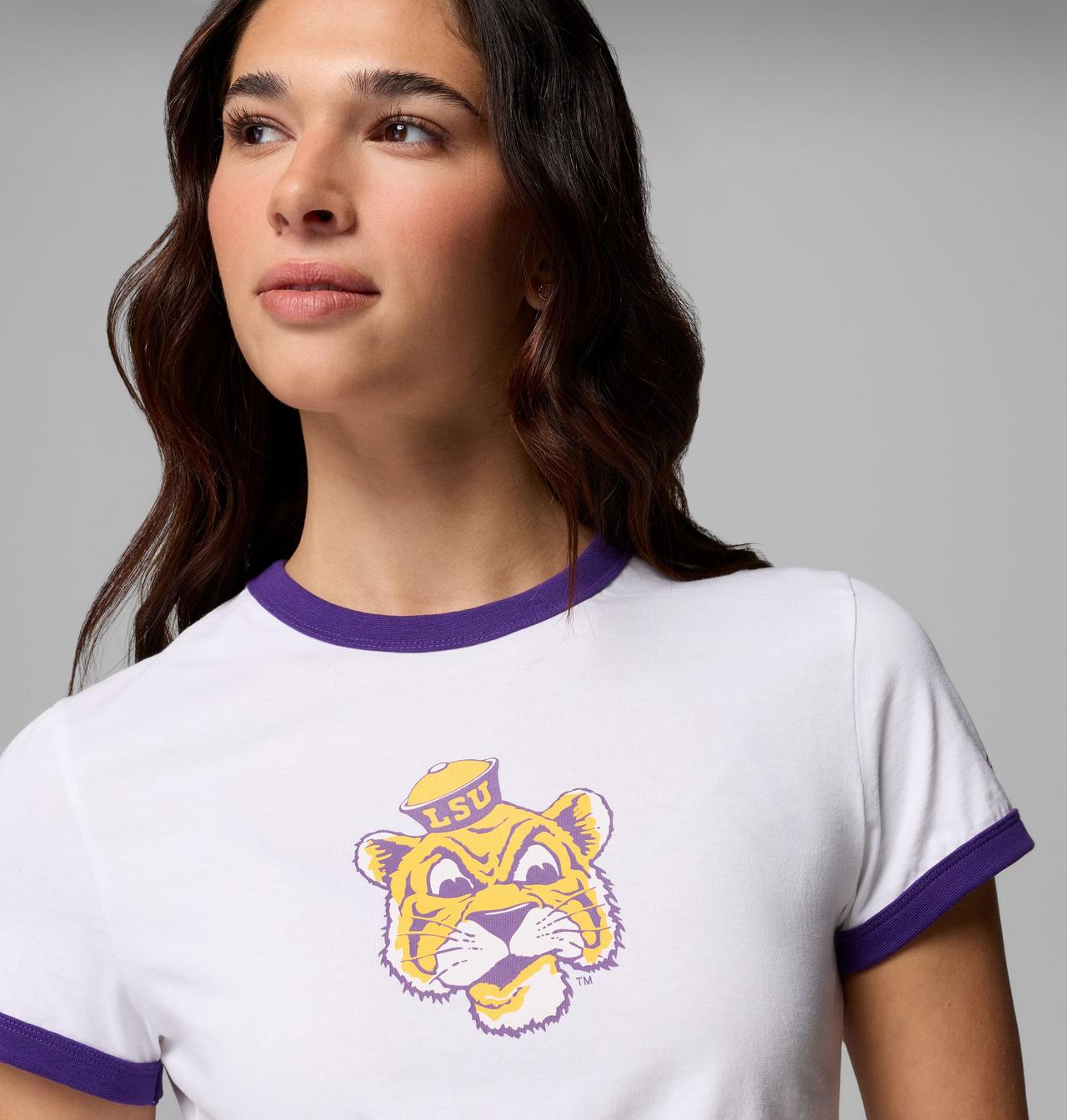 Women's Collegiate Rolling Bend Ringer Tee - LSU 5