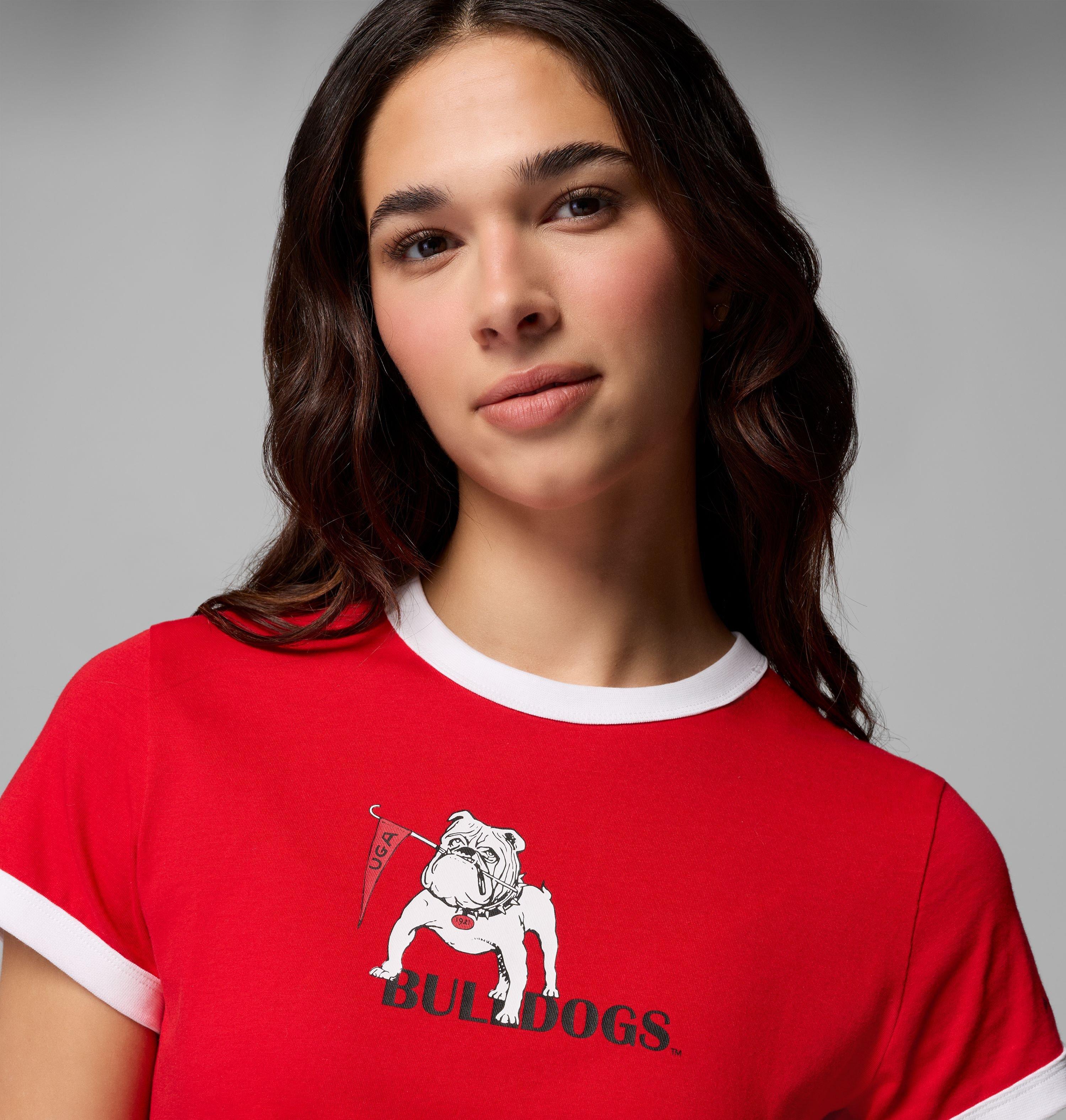 Women's Collegiate Rolling Bend Ringer Tee - Georgia 5