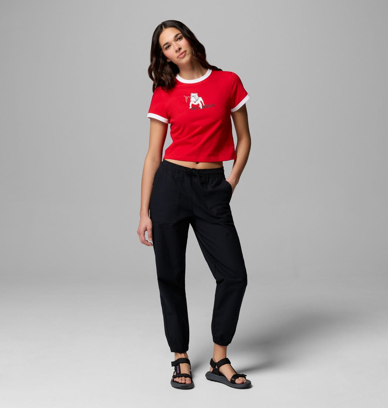Women's Collegiate Rolling Bend Ringer Tee - Georgia 2