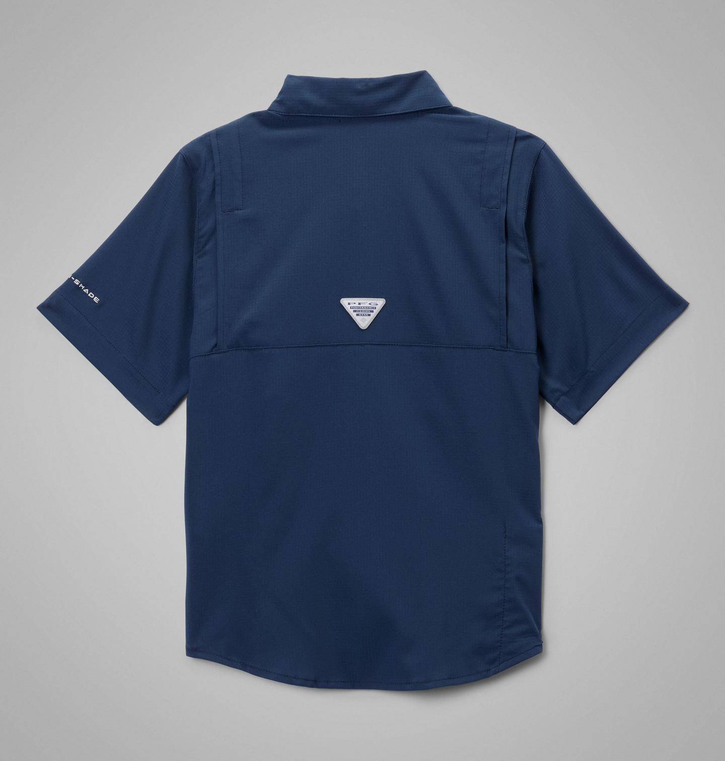 Детская рубашка Columbia Collegiate PFG Tamiami Short Sleeve Shirt - West Virginia, цвет: Тёмно-синий — фото 2