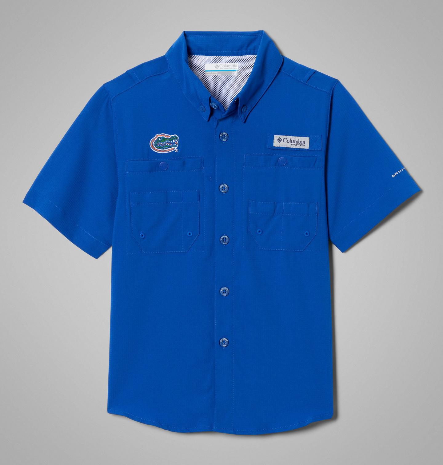 Детская рубашка Columbia Collegiate PFG Tamiami Short Sleeve Shirt - Florida, цвет: Fla - Azul — фото 1