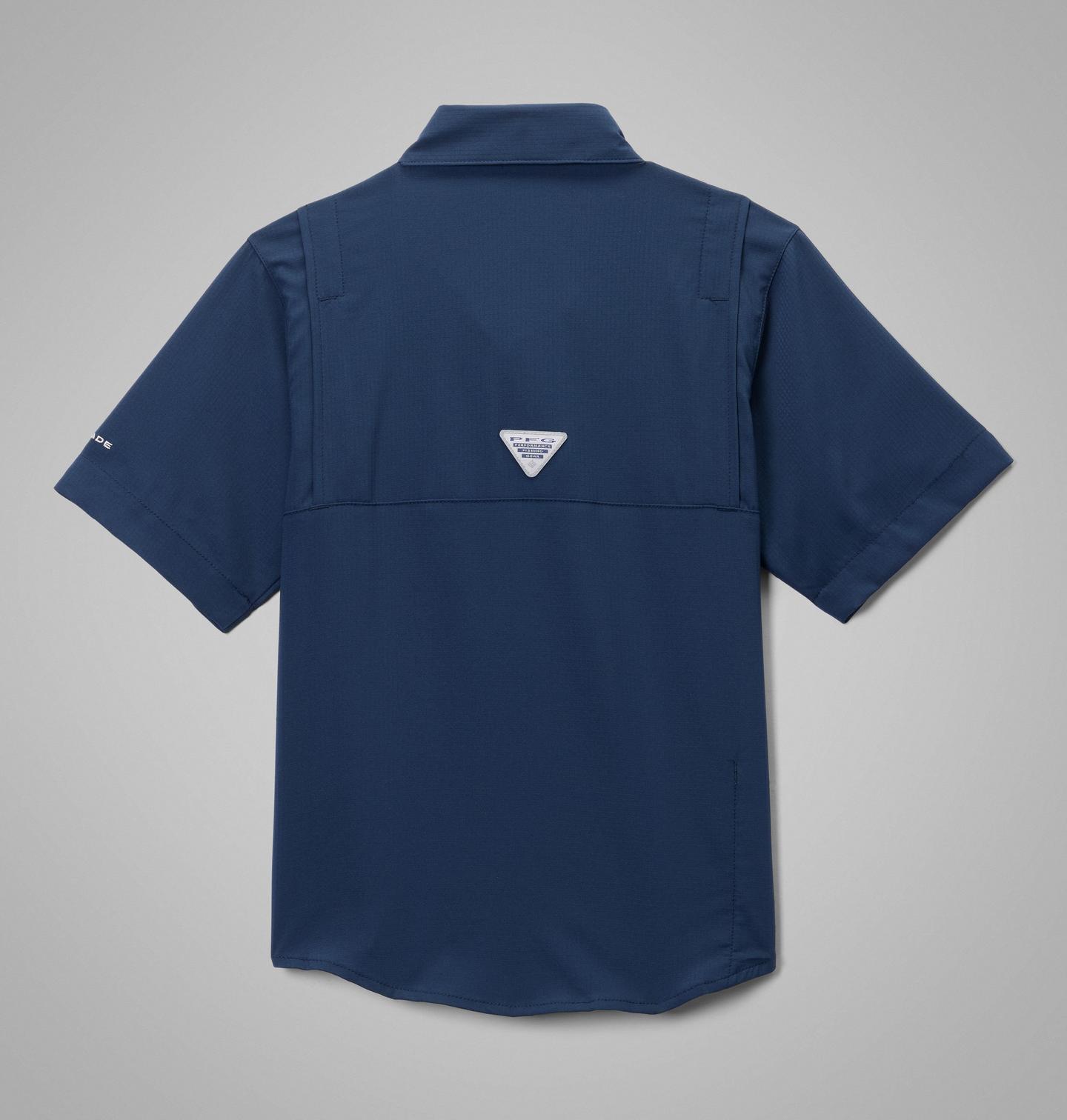 Детская рубашка Columbia Collegiate PFG Tamiami Short Sleeve Shirt - Auburn, цвет: Тёмно-синий — фото 2