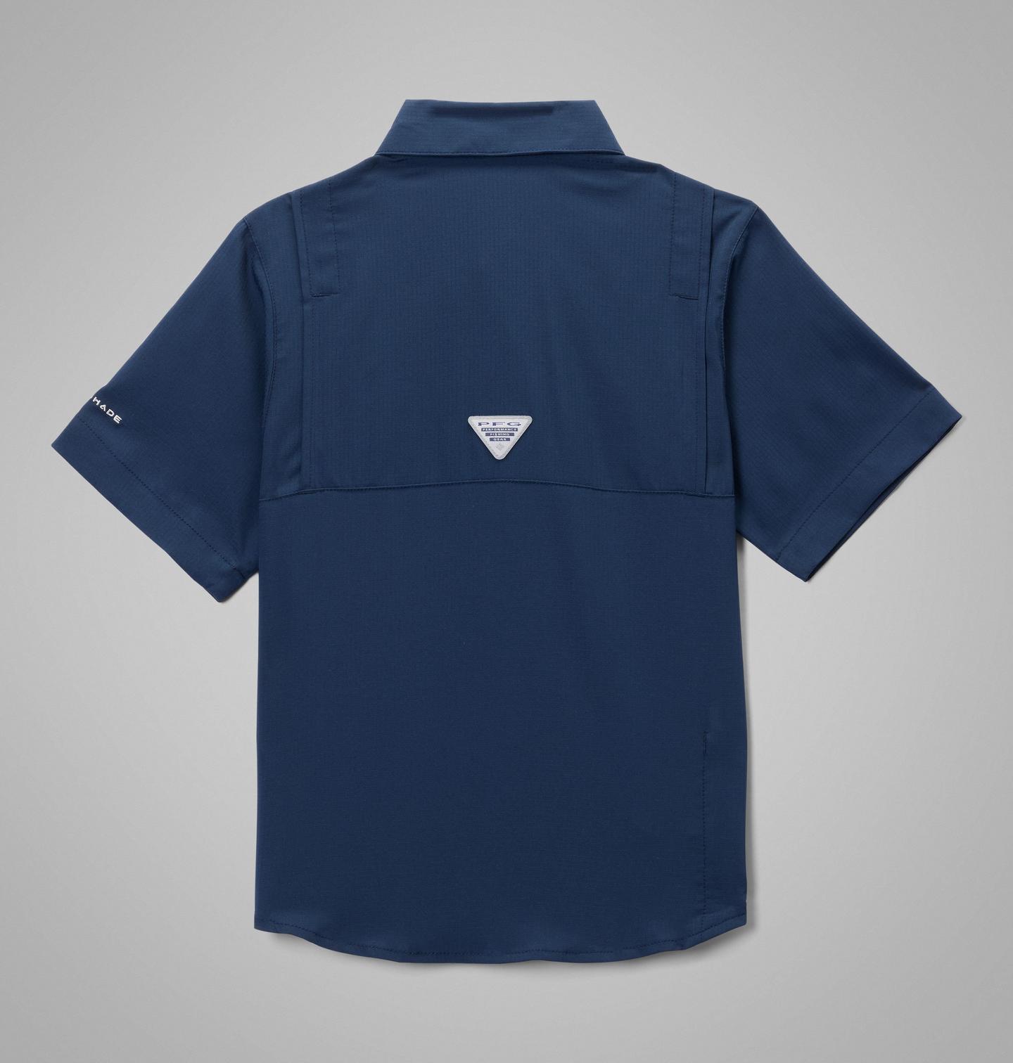 Детская рубашка Columbia Collegiate PFG Tamiami Short Sleeve Shirt - North Carolina, цвет: Тёмно-синий — фото 2