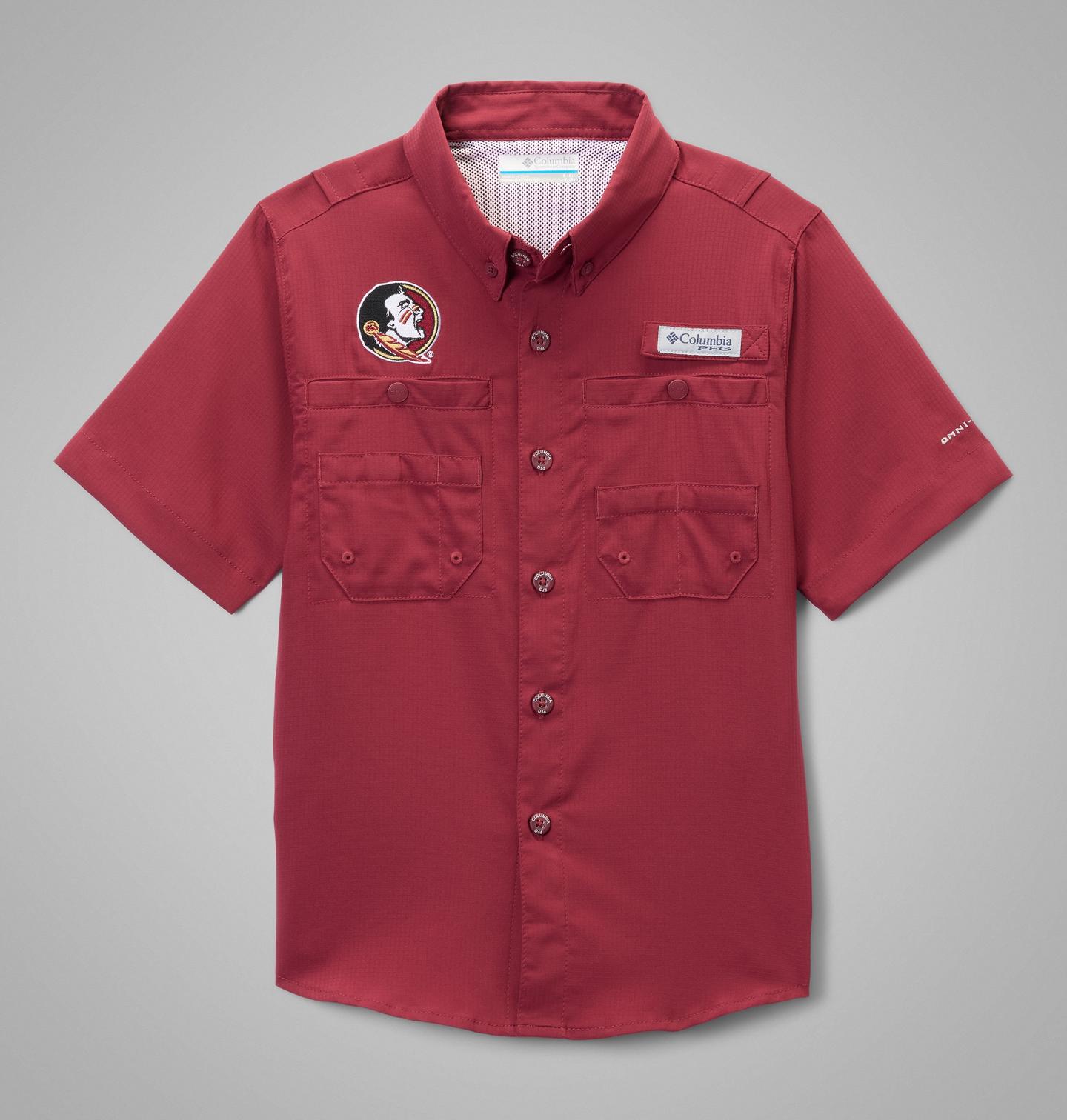 Детская рубашка Columbia Collegiate PFG Tamiami Short Sleeve Shirt - Florida State, цвет: Каберне — фото 1