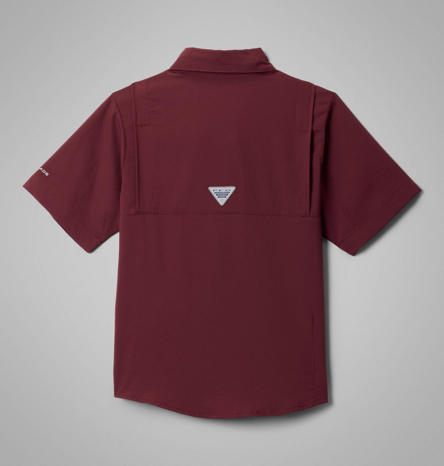 Детская рубашка Columbia Collegiate PFG Tamiami Short Sleeve - Texas A&M, цвет: Глубокий тёмно-бордовый — фото 2