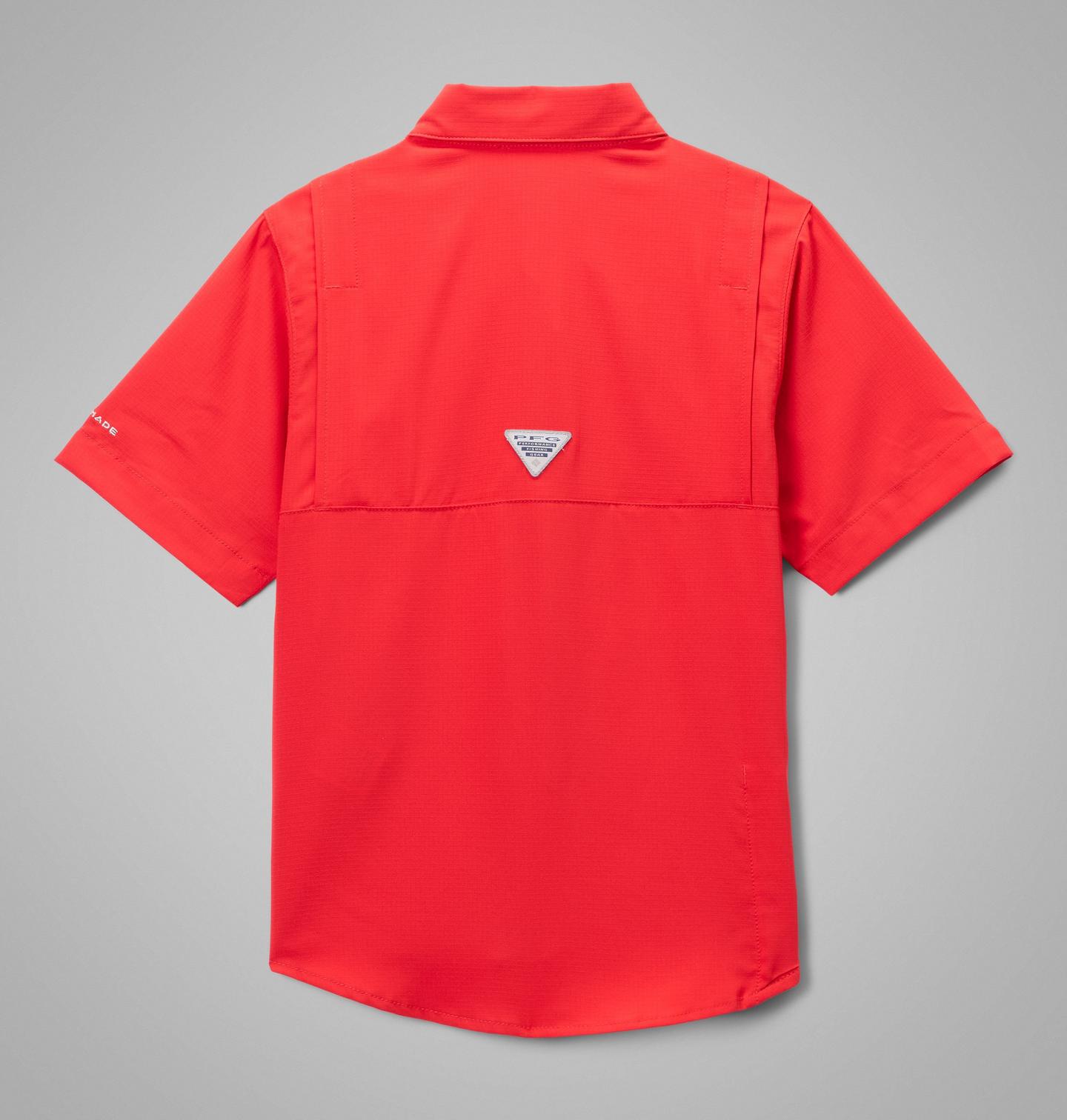 Детская рубашка Columbia Collegiate PFG Tamiami Short Sleeve Shirt - Georgia, цвет: Яркий красный — фото 2