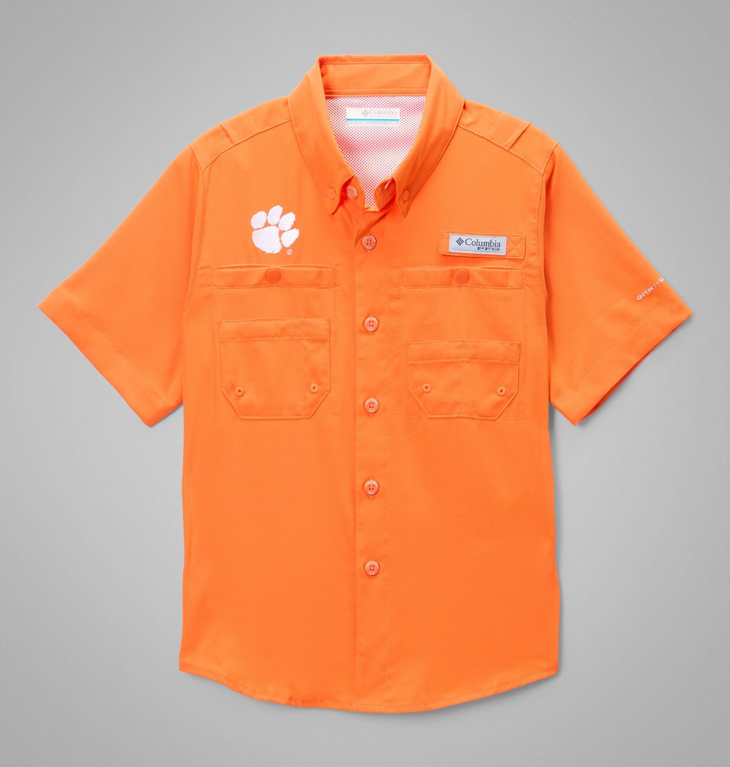Детская рубашка Columbia Collegiate PFG Tamiami Short Sleeve Shirt - Clemson, цвет: Оранжевый — фото 1