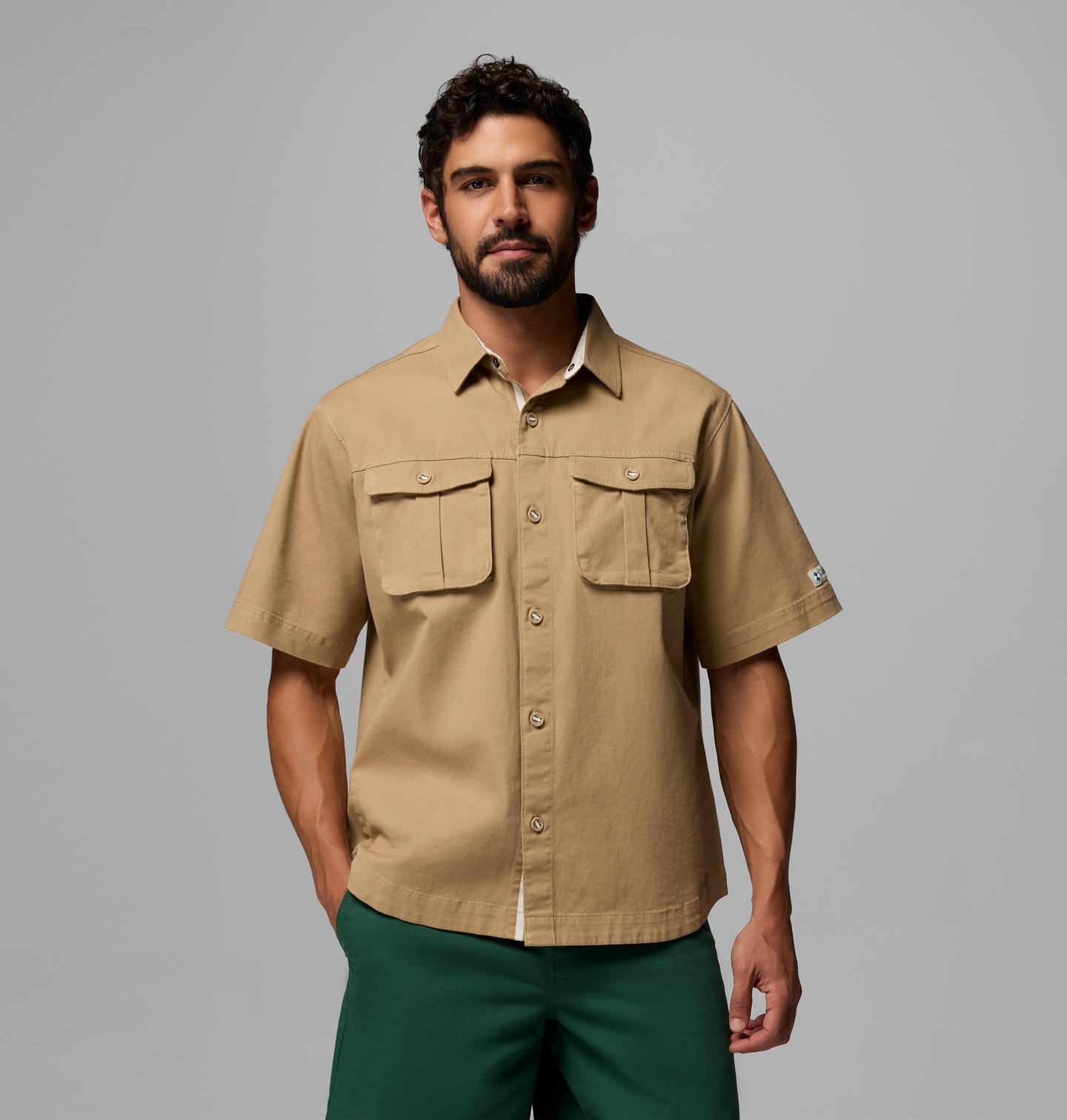 Мужская рубашка Columbia Acker Rock Twill Short Sleeve Button Up, цвет: Пляжный — фото 1