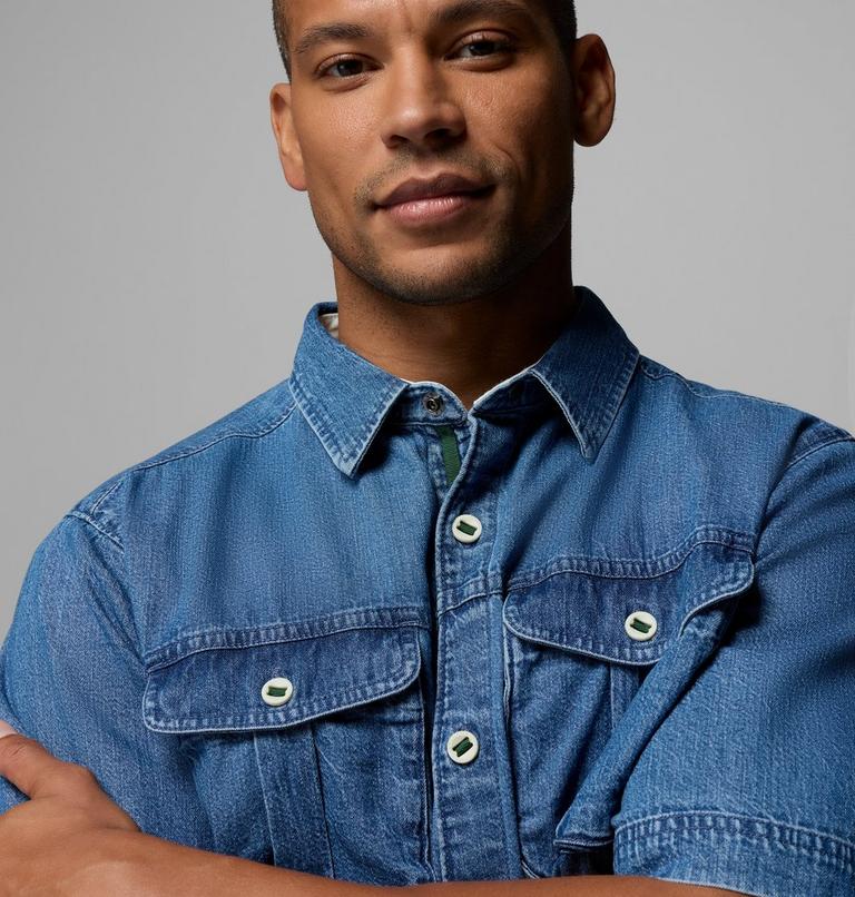 Unisex Acker Rock Twill Short Sleeve Shirt, Color: Denim, image 5