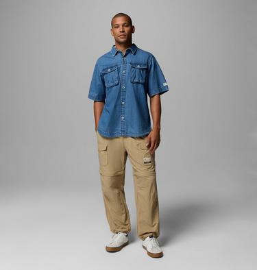Unisex Acker Rock Twill Short Sleeve Shirt, Color: Denim, image 2