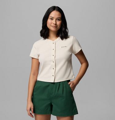 Women's Acker Rock Knit Cropped T-Shirt, Color: Chalk, image 1