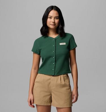 Women's Acker Rock Knit Cropped T-Shirt, Color: Rain Forest, image 1