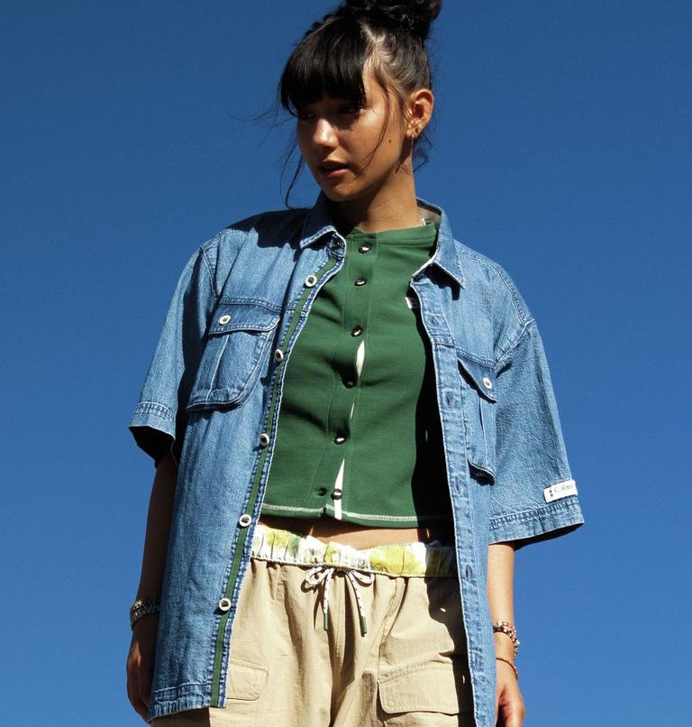 Women's Acker Rock Knit Cropped T-Shirt, Color: Rain Forest, image 9