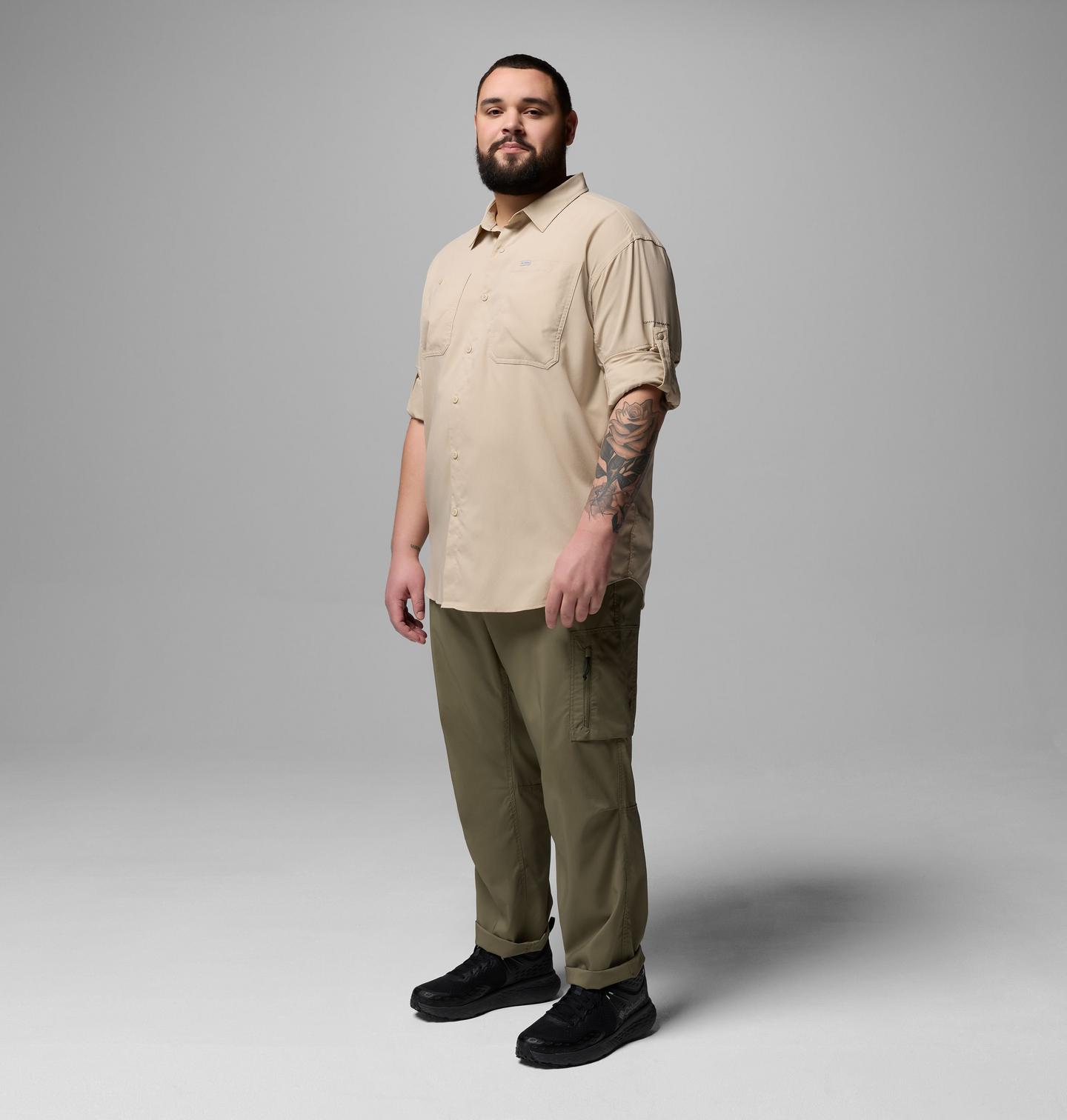 Мужская рубашка Columbia Silver Ridge Utility II Long Sleeve Shirt - Big, цвет: Серо-бежевый — фото 2