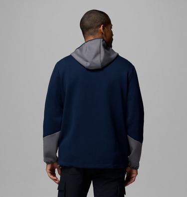 Sudadera con capucha con cremallera de arriba abajo Columbia Tech de punto Spacer para hombre, Color: City Grey, Collegiate Navy, image 7