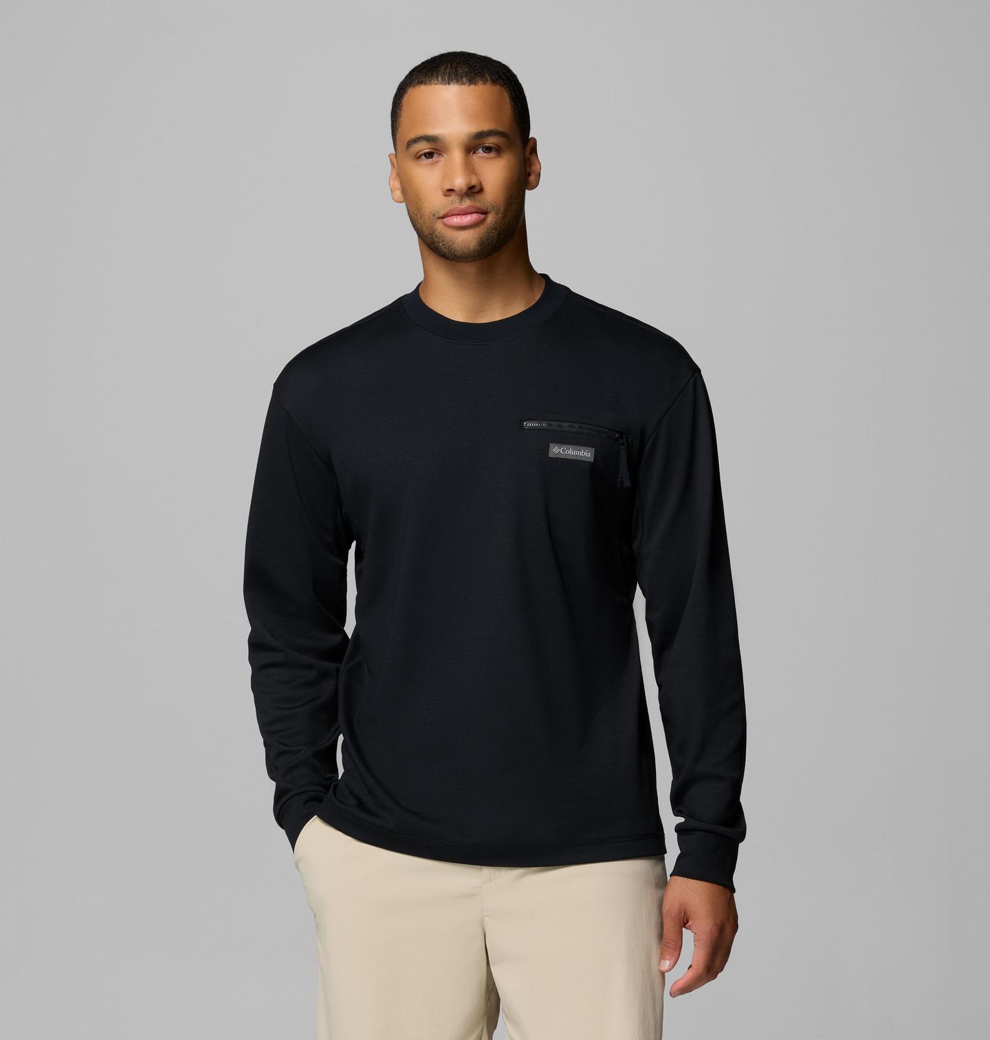 Мужская рубашка Columbia Echo Passage Long Sleeve Crew, цвет: Чёрный — фото 1