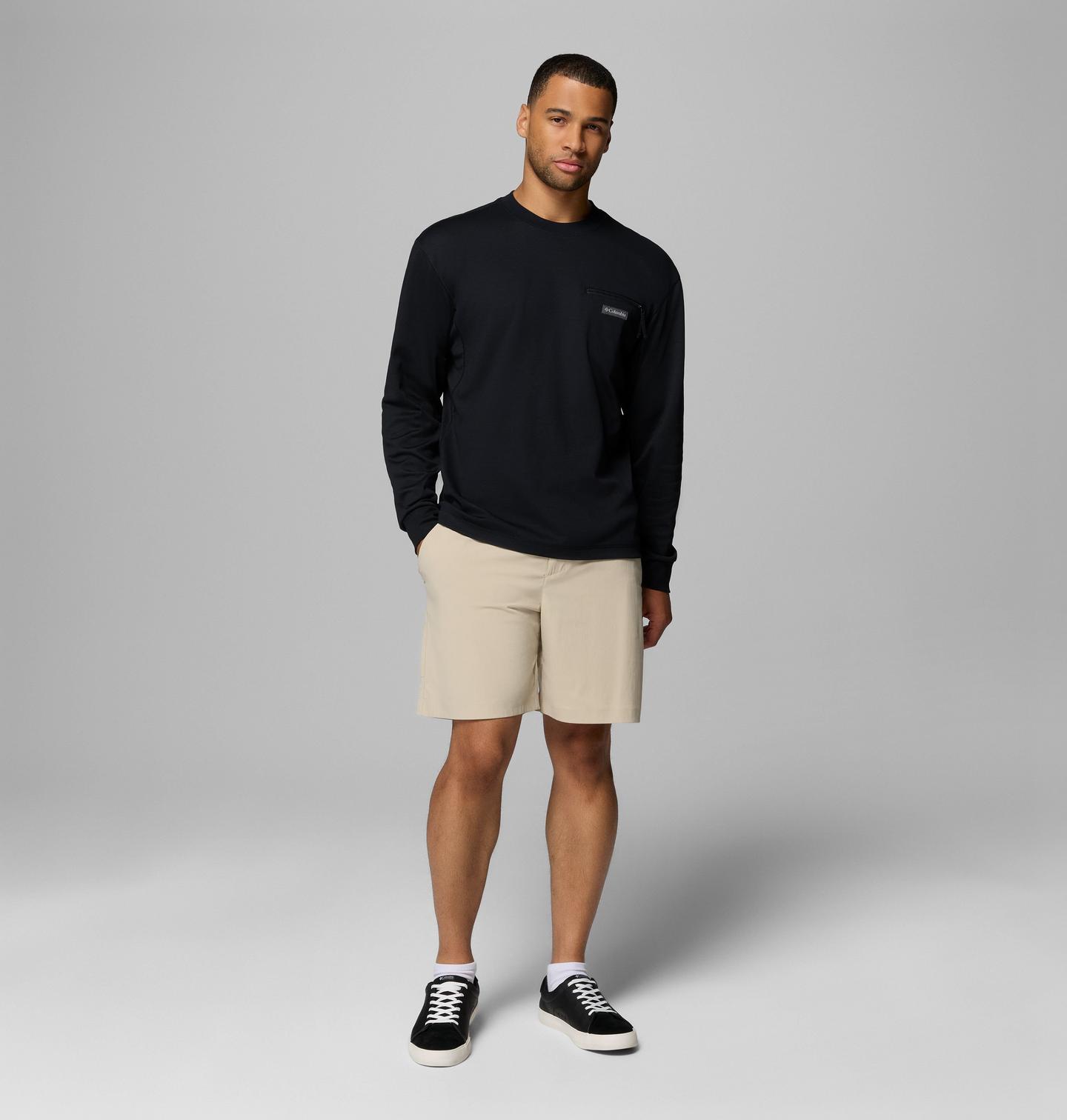 Мужская рубашка Columbia Echo Passage Long Sleeve Crew, цвет: Чёрный — фото 2