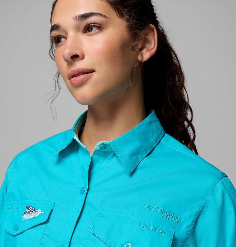 Chemise Manches Courtes Bonefish Flats Femme, Color: Ocean Teal, Gulf Stream, image 5