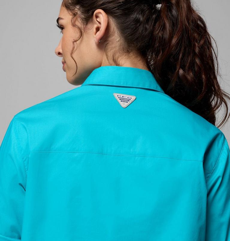 Chemise Manches Courtes Bonefish Flats Femme, Color: Ocean Teal, Gulf Stream, image 7